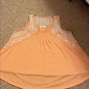 Orange and White Lacy Tank Top